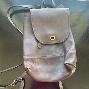 Brown leather coach backpack